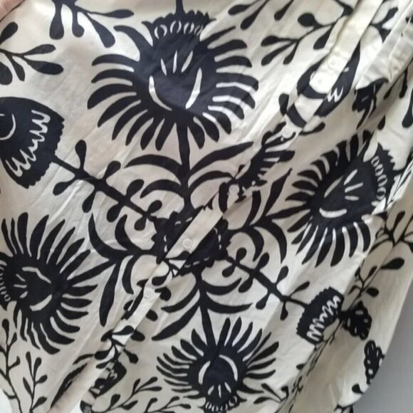 Zara Floral Printed Black White Kimono Belt Dress L - Picture 13 of 15